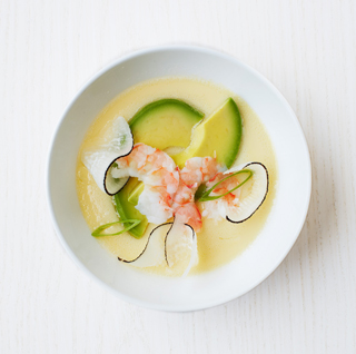 Bacon Chawanmushi with Avocado and Shrimp